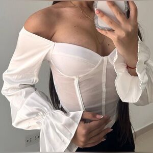SEXY Shein - Elegant White Off-Shoulder Women's Top
